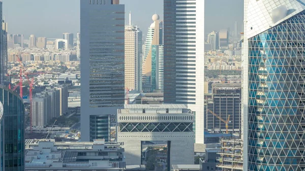 Sheikh Zayed Road Difc Timelapse Dubai Bae Binaların Görünümünü Manzarası — Stok fotoğraf