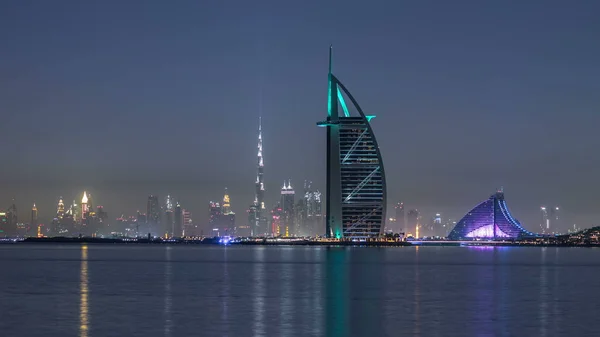 Dubai Emirados Árabes Unidos Circa Março 2018 Skyline Dubai Night — Fotografia de Stock