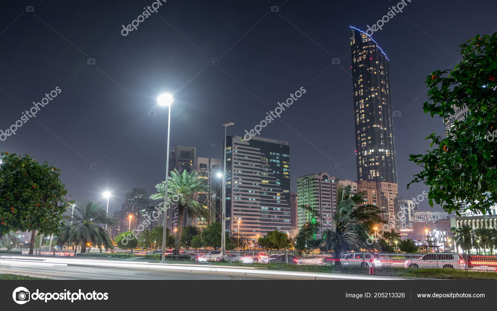 Skyscrapers Abu Dhabi Skyline Night Timelapse United Arab Emirates