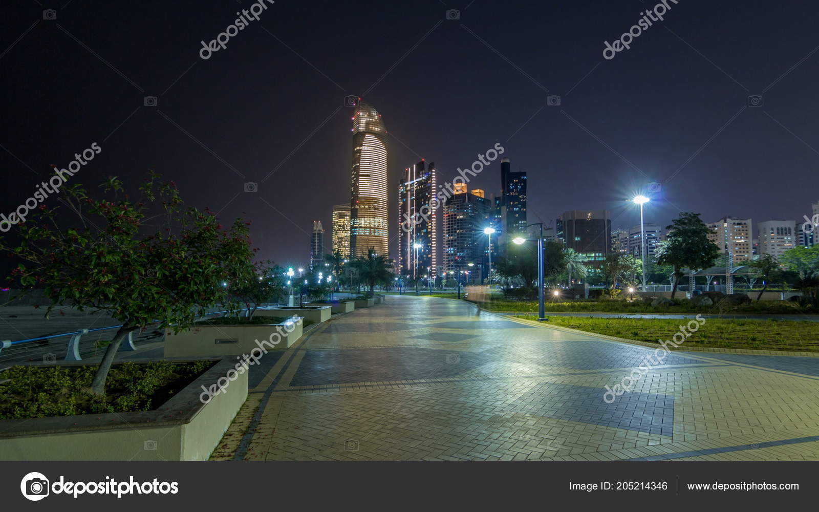 Skyscrapers Abu Dhabi Skyline Night Timelapse Hyperlapse United