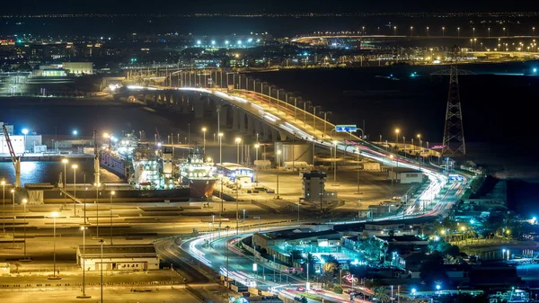 Nuevo Puente Sheikh Khalifa Abu Dhabi Noche Timelapse Vista Aérea — Foto de Stock