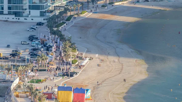 Spiaggia Sull Isola Reem Abu Dhabi Durante Tramonto Timelapse Dall — Foto Stock