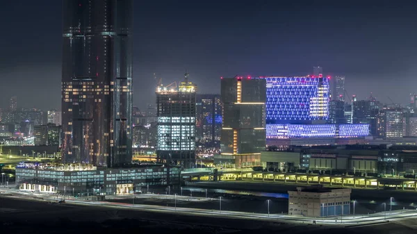 Rascacielos Reem Maryah Island Abu Dhabi Timelapse Noche Desde Arriba — Foto de Stock