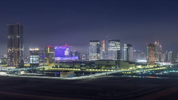 Skyskrapor Reem Och Maryah Island Abu Dhabi Natt Timelapse Ovanifrån — Stockfoto