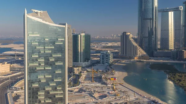 Edificios Isla Reem Abu Dhabi Timelapse Desde Arriba Paisaje Aéreo — Foto de Stock