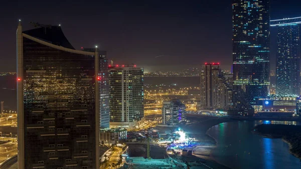 Rascacielos Isla Reem Abu Dhabi Noche Timelapse Desde Arriba Paisaje — Foto de Stock