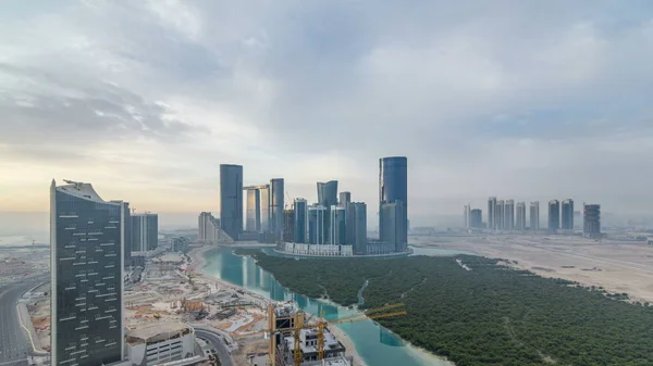 Rascacielos Isla Reem Abu Dhabi Timelapse Desde Arriba Paisaje Urbano —  Fotos de Stock