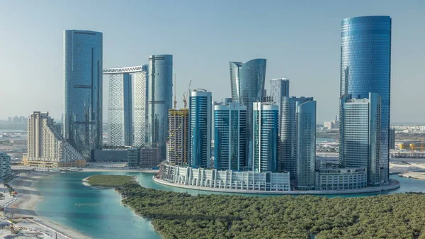 Edifici Sull Isola Reem Abu Dhabi Timelapse Dall Alto Citiscape — Foto Stock