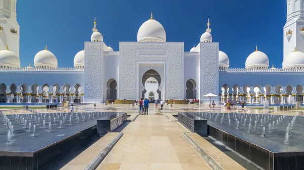 Sheikh Zayed Gran Mezquita Timelapse Hiperlapso Abu Dhabi Capital Los — Foto de Stock