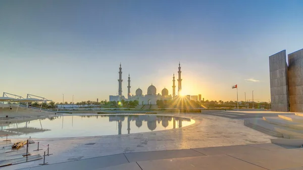 Sheikh Zayed Grande Mesquita Abu Dhabi Pôr Sol Timelapse Emirados — Fotografia de Stock