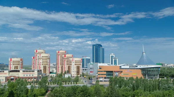 New Business District Timelapse Traffic Road Mosque Roof Capital Kazakhstan — Stock Photo, Image