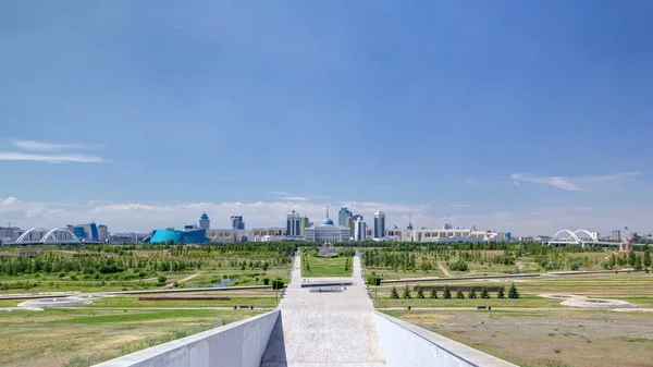 Πανόραμα Timelapse Της Πόλης Astana Και Κατοικία Του Προέδρου Της — Φωτογραφία Αρχείου