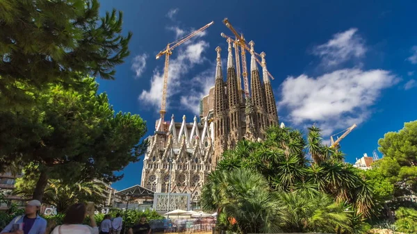 Barcelona Spain August 2016 Sagrada Familia Timelapse Hyperlapse Impressive Cathedral — Stock Photo, Image