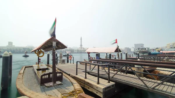 Barcos Port Saeed Largo Costa Deira Dubai Creek Emiratos Árabes — Foto de Stock