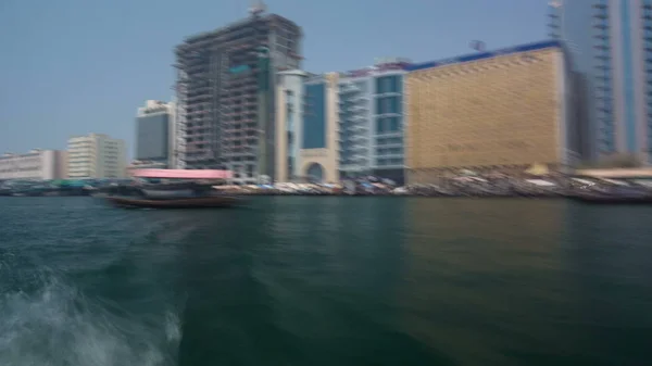 Excursión Barco Tradicional Abra Arroyo Dubai Emiratos Árabes Unidos Timelapse — Foto de Stock