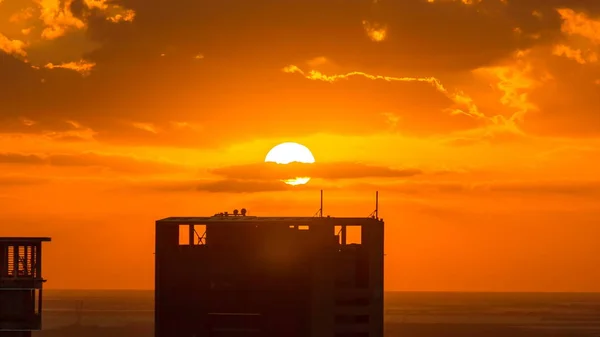 Arranha Céus Modernos Marina Dubai Pôr Sol Timelapse Emirados Árabes — Fotografia de Stock