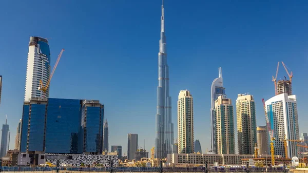 Esboço Panorâmico Baía Negócios Dubai Com Arranha Céus Horário Diurno — Fotografia de Stock