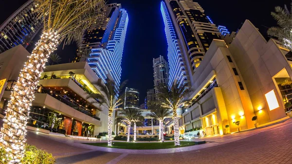 Promenade Dubai Marina Zeitraffer Der Nacht Uae Blick Von Der — Stockfoto