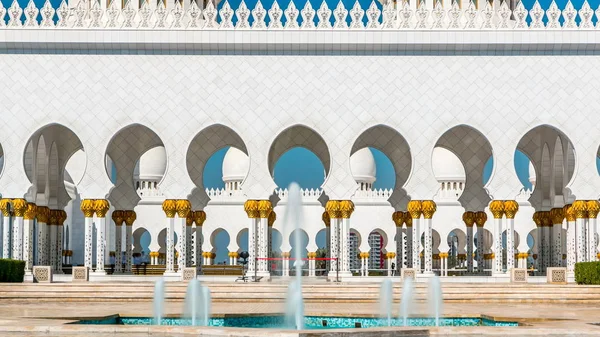 Brunnen Scheich Zayed Große Moschee Zeitraffer Abu Dhabi Hauptstadt Der — Stockfoto