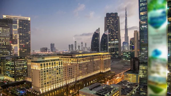 Центрі Міста Дубай Ведеться День Ніч Перехідний Темпес Повітряний Вид — стокове фото