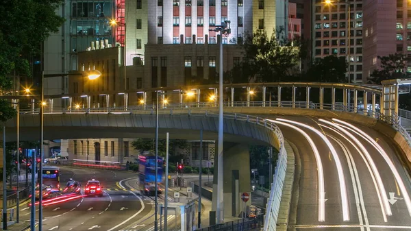 Hong Kong Bölgesi Timelapse Geceleri Bitirim Kili Görünüm Köprüsü Nden — Stok fotoğraf