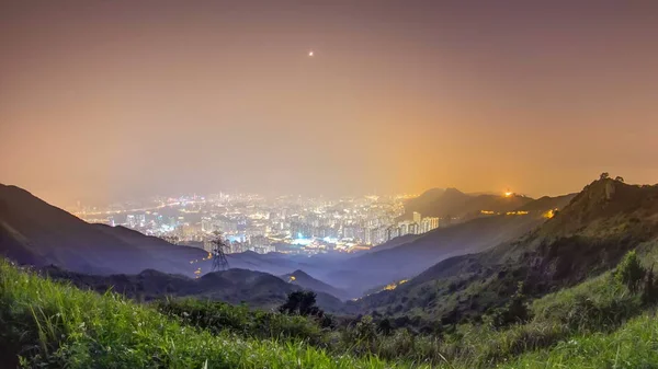 Paesaggio Urbano Hong Kong Come Visto Cima Kowloon Peak Timelapse — Foto Stock