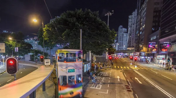 Hong Kong Eylül 2016 Yaklaşık Çift Katlı Timelapse Hyperlapse Drivelapse — Stok fotoğraf