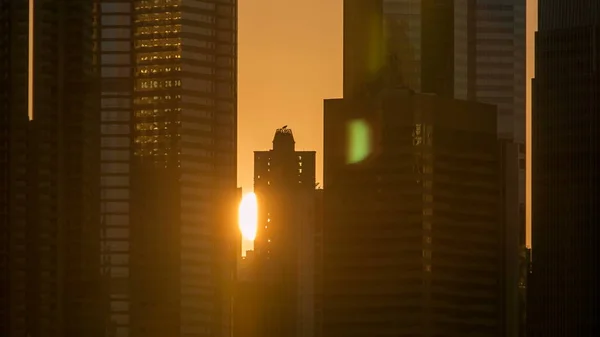 Захід сонця та силуети timelapse будівель. Hong Kong — стокове фото