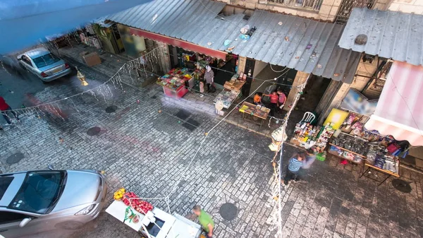 Personas Caminando Mercado Vieja Ciudad Jerusalem Timelapse Vista Superior Desde — Foto de Stock