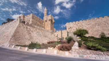 Kral David Sarayı olmak site Bizans Hıristiyanların inandıkları için David kule timelapse hyperlapse kadar almıştır. Mevcut yapısı 1600 's tarihleri. Jerusalem, İsrail