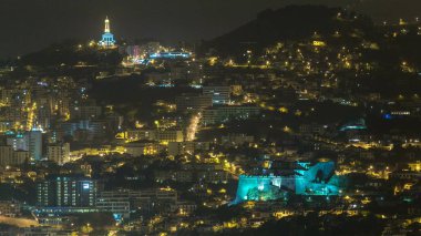 Gece timelapse, Madeira Adası, Portekiz 4k tarafından Funchal havadan görünümü