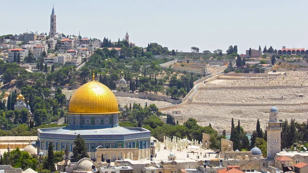 Panorama Sulla Città Vecchia Gerusalemme Timelapse Israele Tra Cui Cupola — Foto Stock