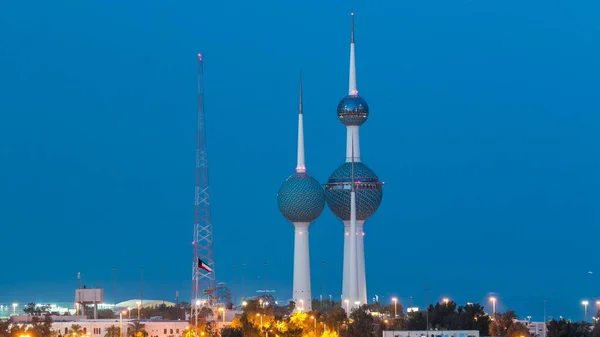 Kuwait Circa Mars 2017 Ovanifrån Kuwait Towers Dag Till Natt — Stockfoto
