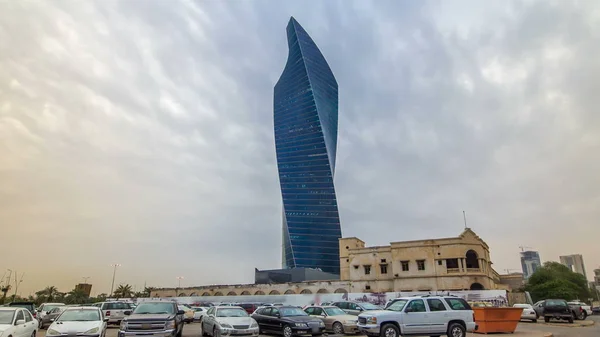 Tijaria Torony Kuwait City Timelapse Hyperlapse Kuvait Közel Keleten Pálmák — Stock Fotó