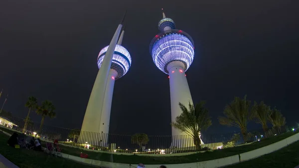 Kuveyt Mart 2017 Yaklaşık Kuveyt Kuleleri Timelapse Hyperlapse Geceleri Kuwait — Stok fotoğraf