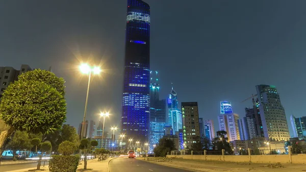 Högsta Byggnaden Kuwait City Timelapse Hyperlapse Hamra Tornet Och Andra — Stockfoto