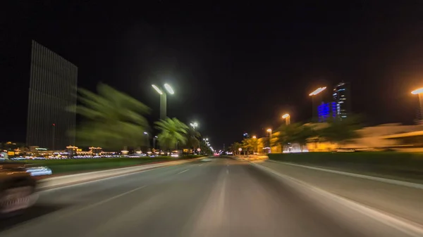 Napęd Poprzez Ruch City Highway Timelapse Hyperlapse Drivelapse Kuwejcie Kuwejt — Zdjęcie stockowe
