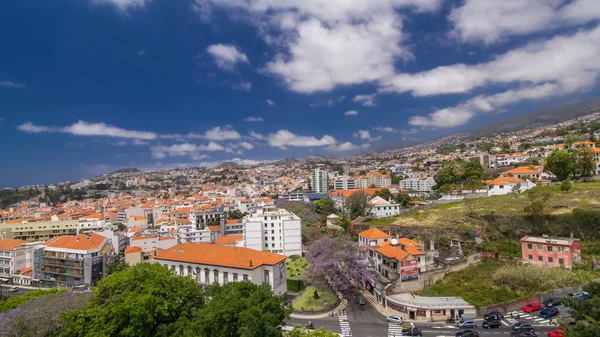 Utsikt Från Berget Över Hustaken Från Linbanan Madeira Timelapse Hyperlapse — Stockfoto