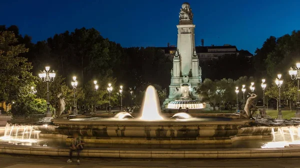 Cervantes Anıt Timelapse Meydanı Spanya Plaza Espana Yaz Aylarında Spanya — Stok fotoğraf