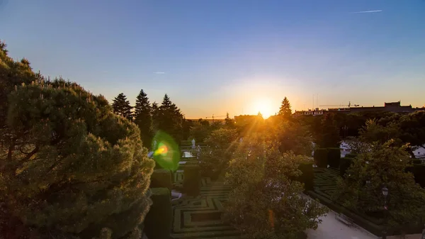 Beautiful Sunset Timelapse Sabatini Gardens Royal Palace Madrid Spain Summer — Stock Photo, Image