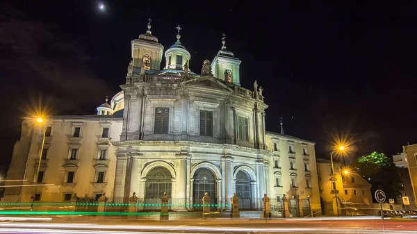 Basilica Reale San Francisco Grande Notte Timelapse Iperlapse Madrid Spagna — Foto Stock