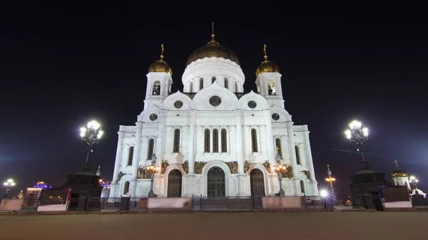 장엄한 대성당의 그리스도 구세주 모스크바 황혼에 그것은 세계에서 교회입니다 Timelapse — 스톡 사진