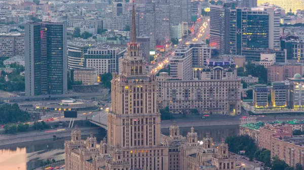 Edificio Anteriormente Conocido Como Hotel Ucrania Timelapse Atardecer Refiere Los — Foto de Stock