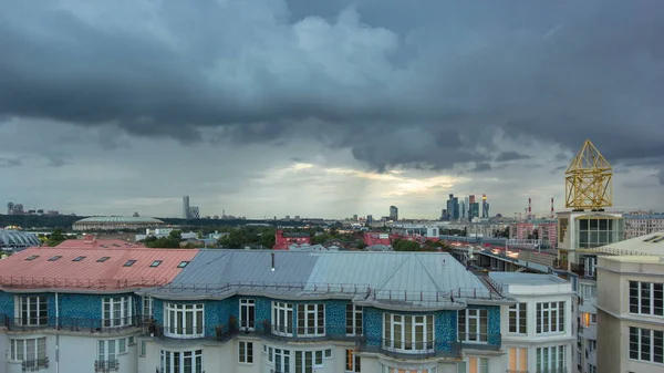 Rusya Moskova Cityscape Timelapse Şehir Orta Kısmında Bir Evin Tepesinden — Stok fotoğraf