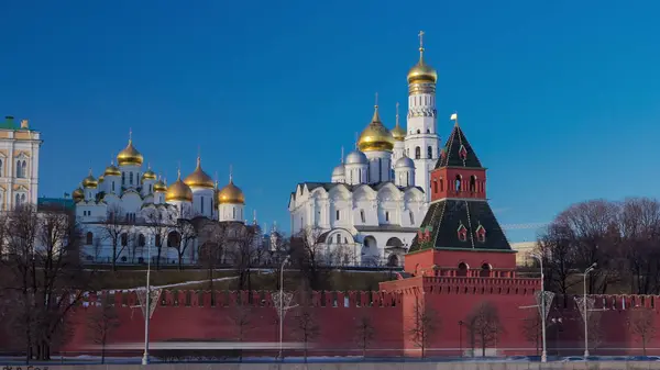 Mosca Cattedrale Del Cremlino Paesaggio Invernale Terrapieno Timelapse Hyperlapse Russia — Foto Stock