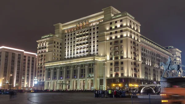 Eski Hotel Moskva Modacı Meydanı Gece Timelapse Hyperlapse Üzerinden Doğu — Stok fotoğraf
