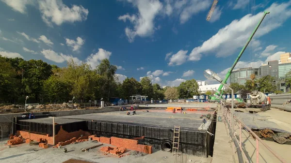 Konstruktion Cirkulär Tunnelbanelinje Ryssland Moskva Timelapse — Stockfoto