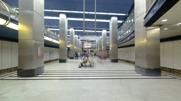 Moderna Estación Metro Metro Vistavochnaya Timelapse Hiperlapso Moscú Rusia — Foto de Stock