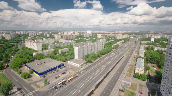Visão Superior Tráfego Passagem Linha Tempo Elevada Rodovia Yaroslavl Moscou — Fotografia de Stock