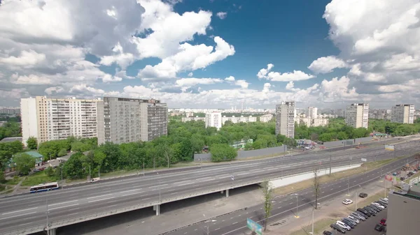 Visão Superior Tráfego Passagem Linha Tempo Elevada Rodovia Yaroslavl Moscou — Fotografia de Stock